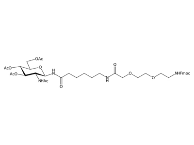 2-Acetamido-3,4,6-tri-O-acetyl-2-deoxy-N-(2-(2-(fluorenylmethyloxycarbonylamino)ethoxy)ethoxy)acetylaminohexanoyl-β-D-glucopyranosylamine