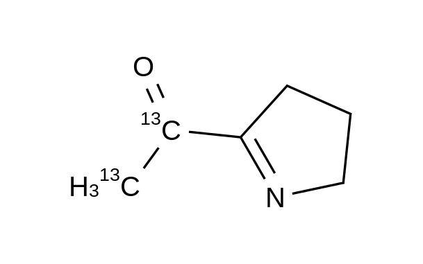 2-Acetyl-1-pyrroline-13C2  85% (10% w/w in DCM)
