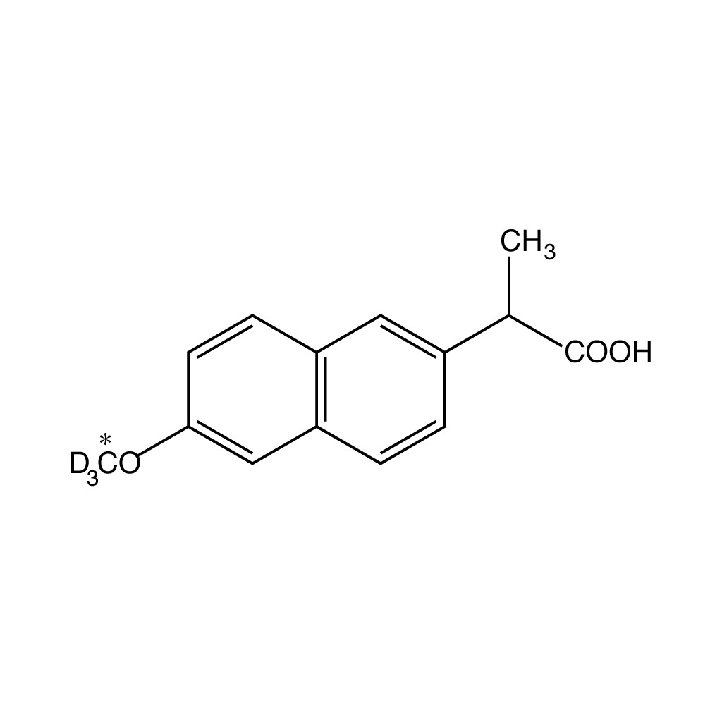 DL-Naproxen (O-methyl-¹³C, 99%;O- methyl-D₃, 98%) 100 µg/mL in acetonitrile