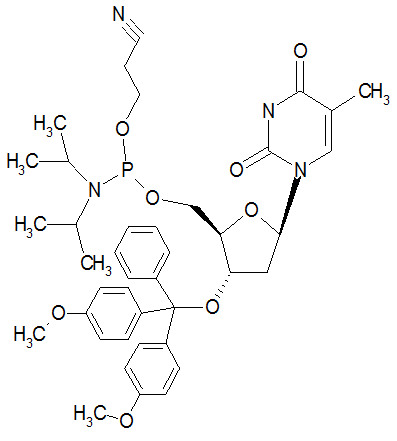 5-O-[(N,N-diisopropylamino)-(2-cyanoethoxy)phosphinyl]-3-O-(4,4-dimethoxytrityl)-thymidine